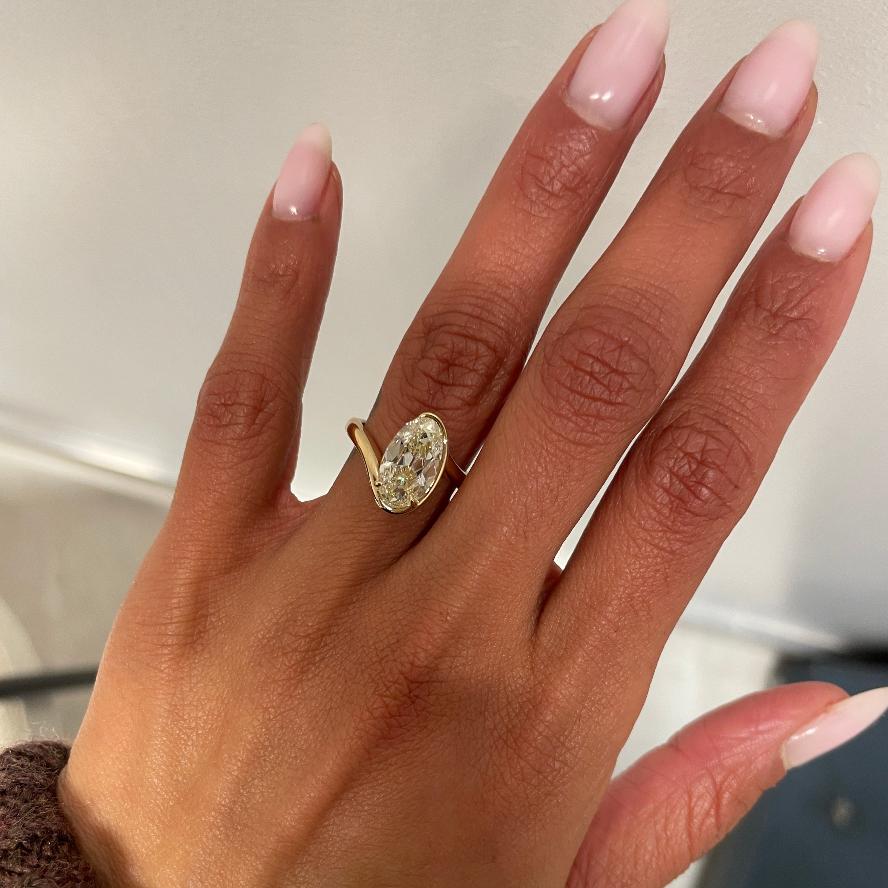 Bespoke Talia Yellow Oval Diamond on hand