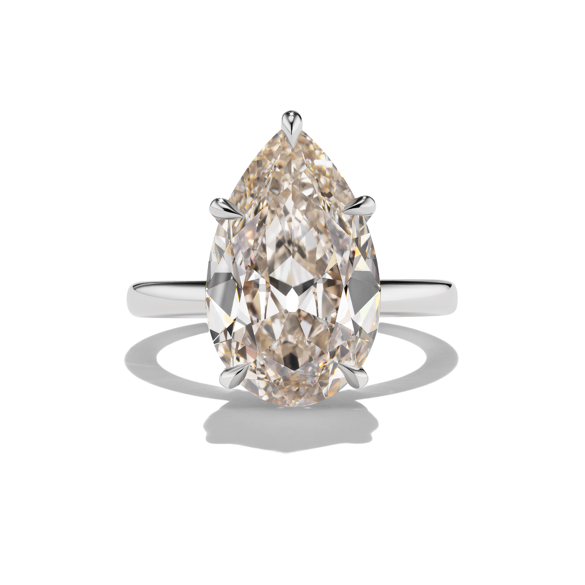 BESPOKE PLATINUM BROWN PEAR ACACIA RING