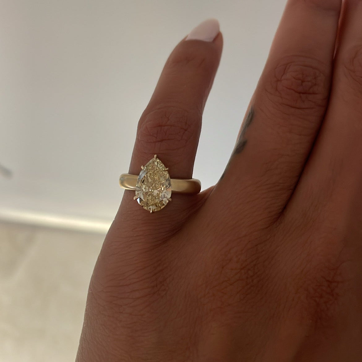 BESPOKE YELLOW PEAR SOLITAIRE RING