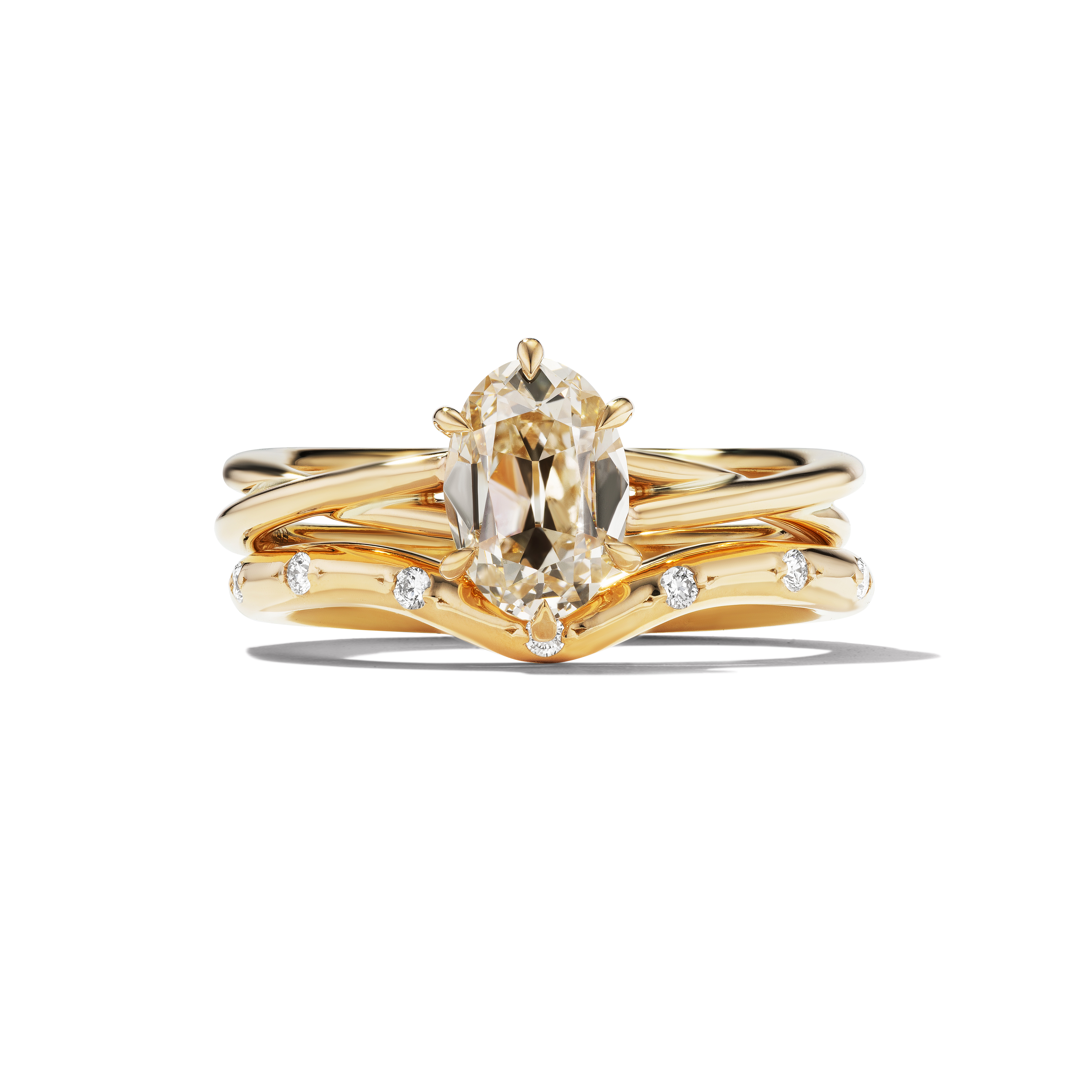 Iris Band + Estelle Engagement Ring, Bridal Stack