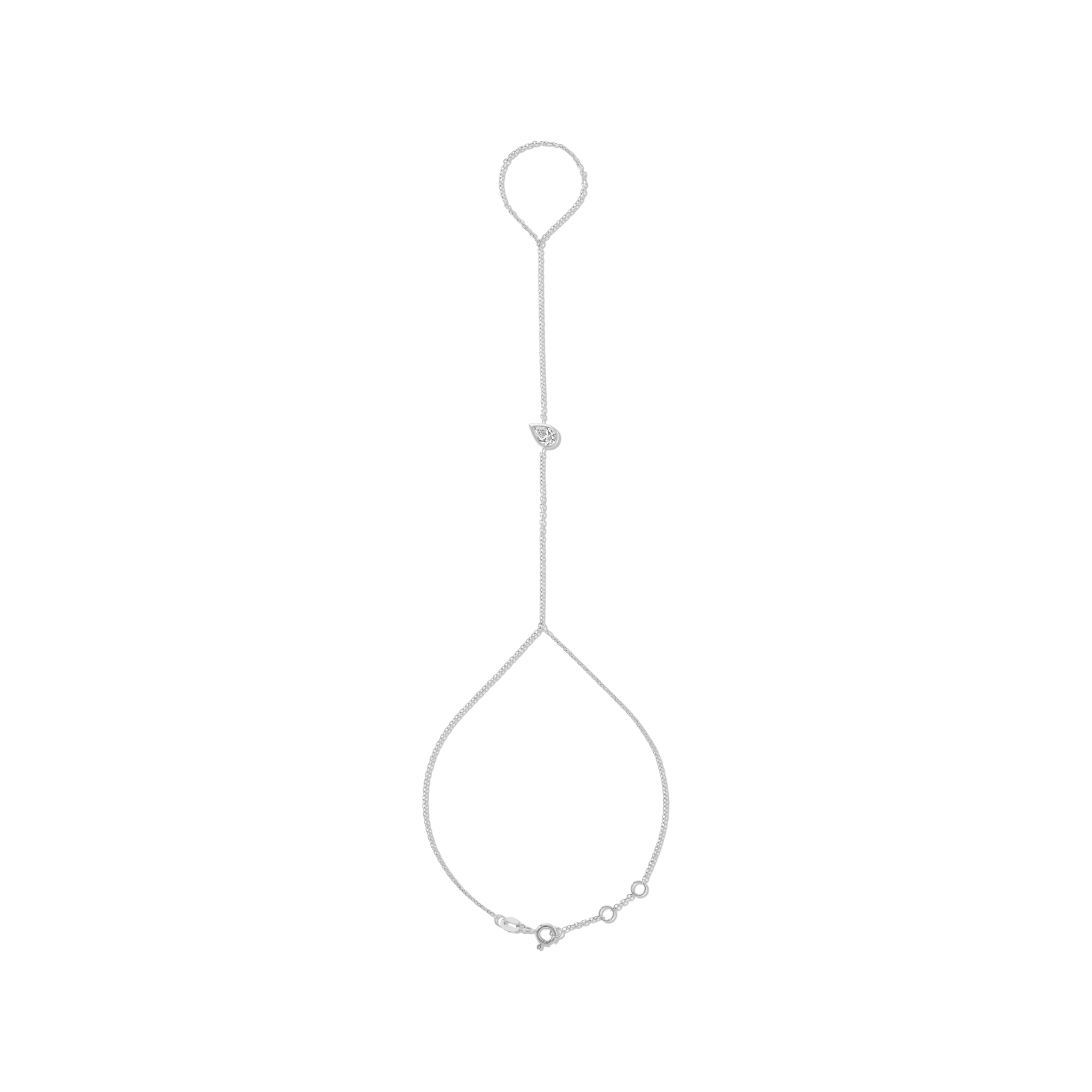 JAX WHITE GOLD WHITE DIAMOND HAND CHAIN - SMALL/MEDIUM