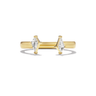 A yellow gold ring with two Kite white diamonds in prong settings, shown on a clean white background with a soft shadow.