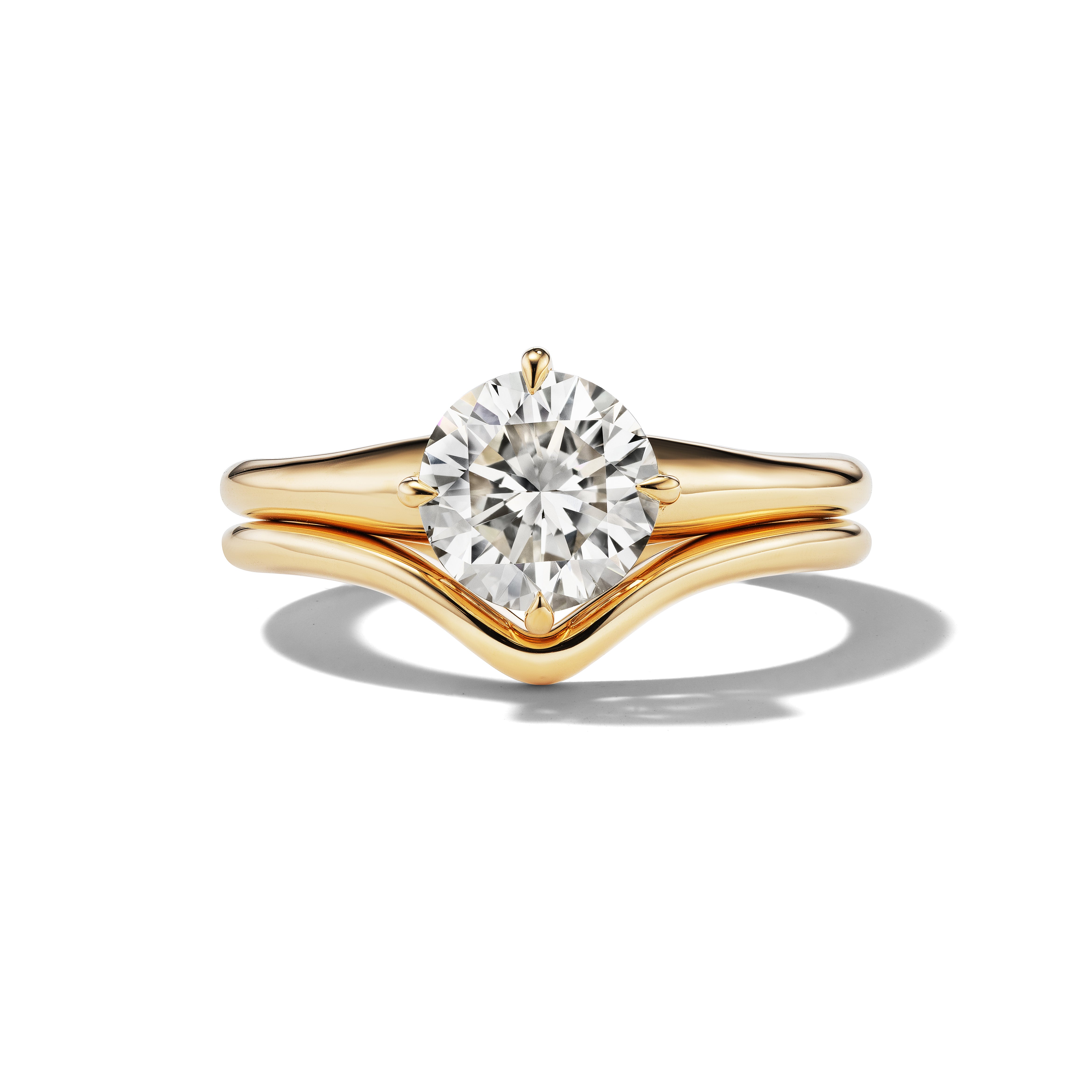 MAE 1.51 Round Engagement Ring and HAZEL Wedding Band Stack
