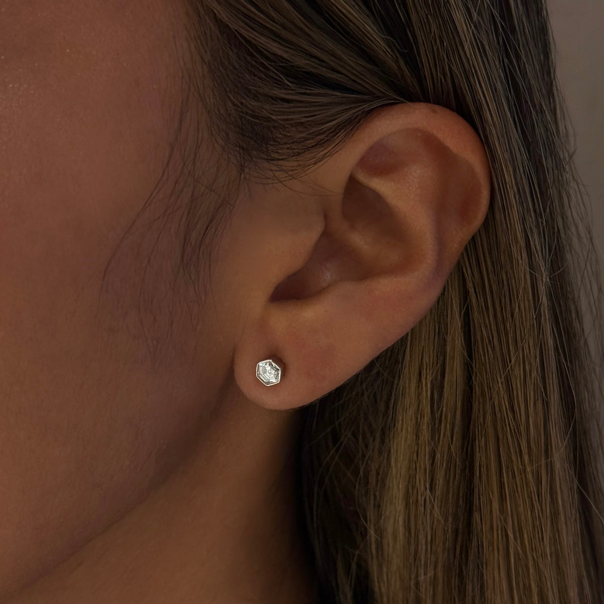 MIA MINI HEXAGONAL DIAMOND STUDS