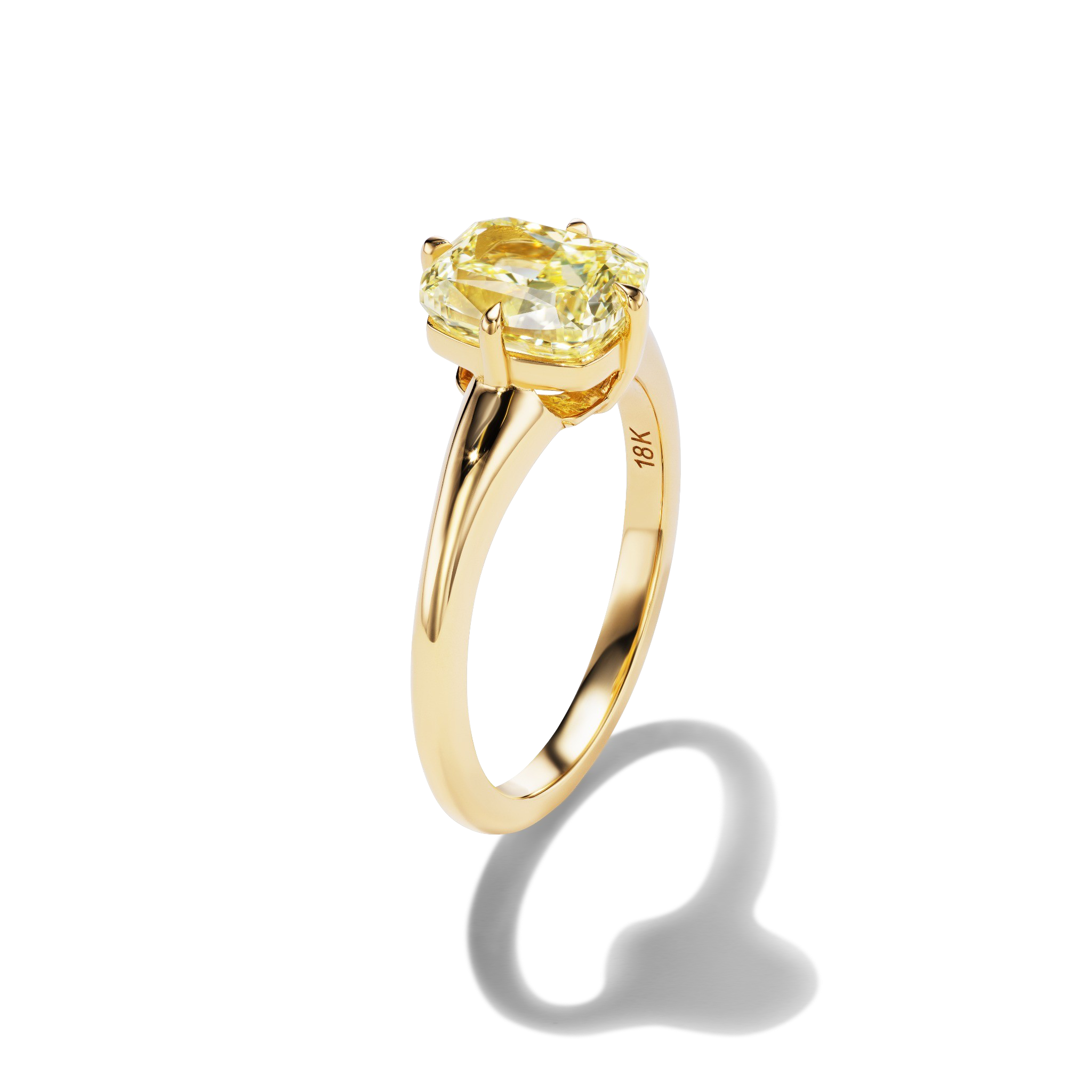 Mae 2.30 engagement ring with fancy yellow diamond, solitaire setting in 18kt yellow gold - side view