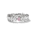 Bespoke alaya with pink heart diamond platinum setting, eternity band, front view