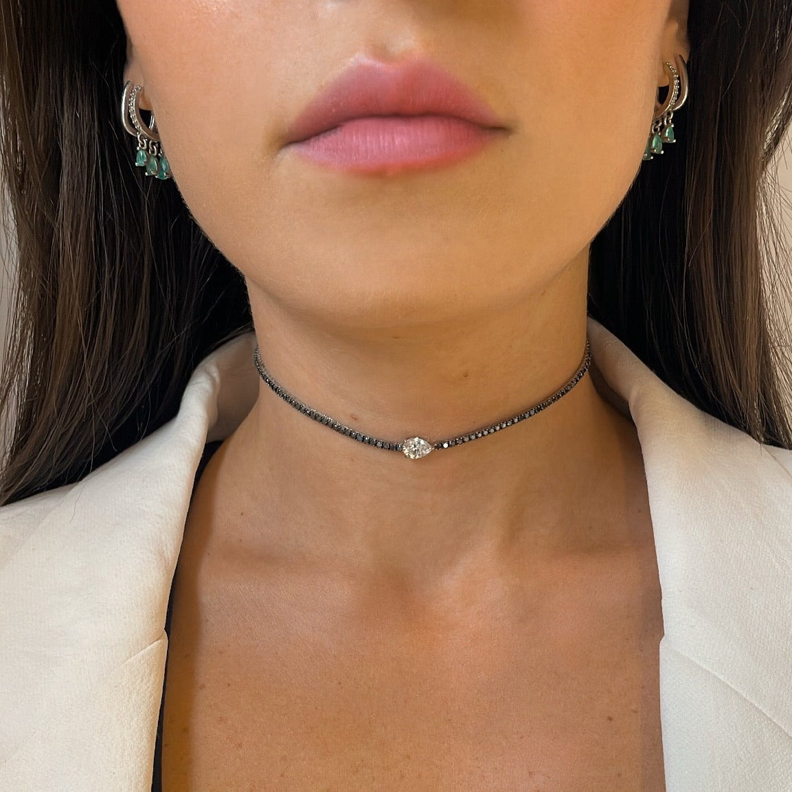 Noir Choker Necklace, on model