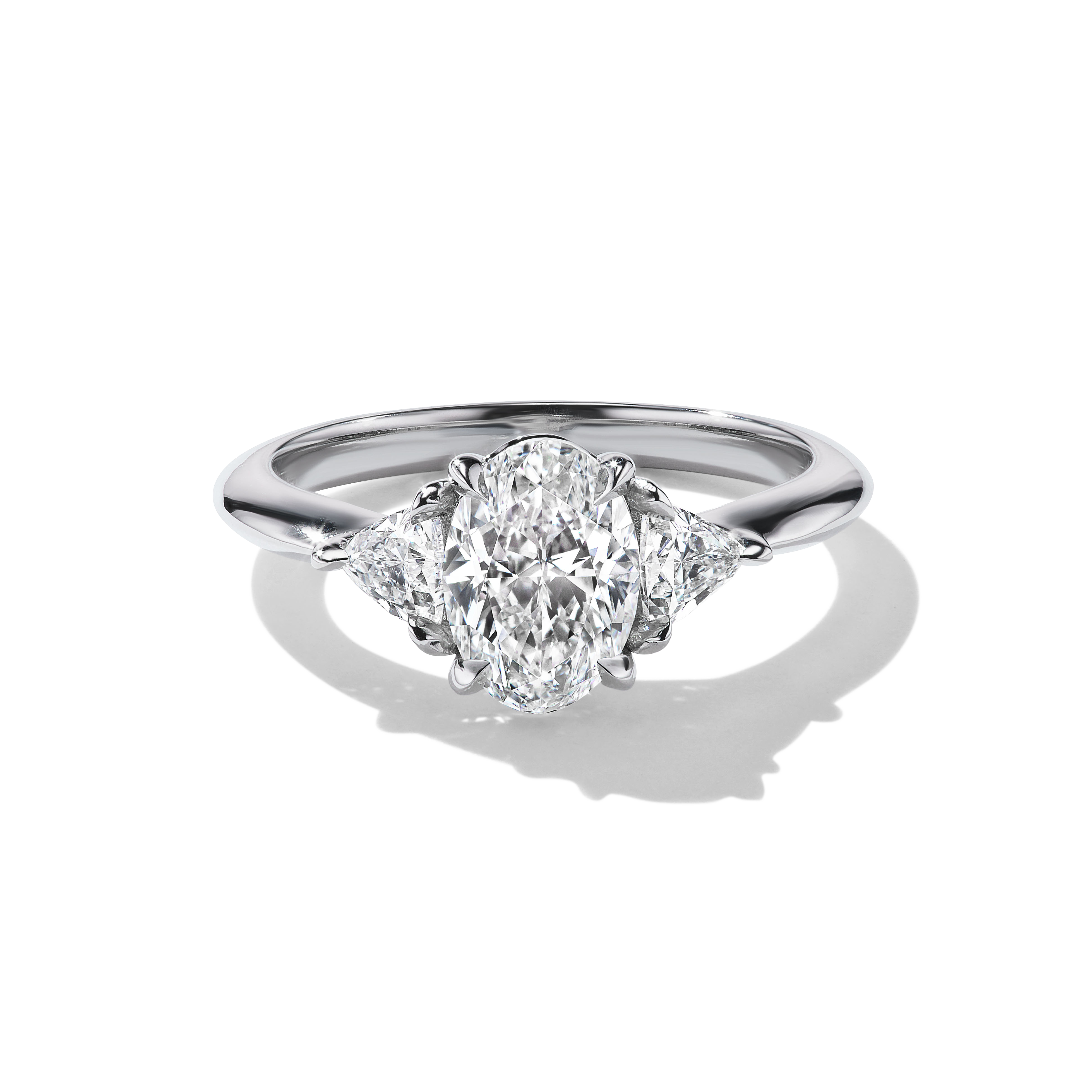 Oval Three Stone Ring in Platinum