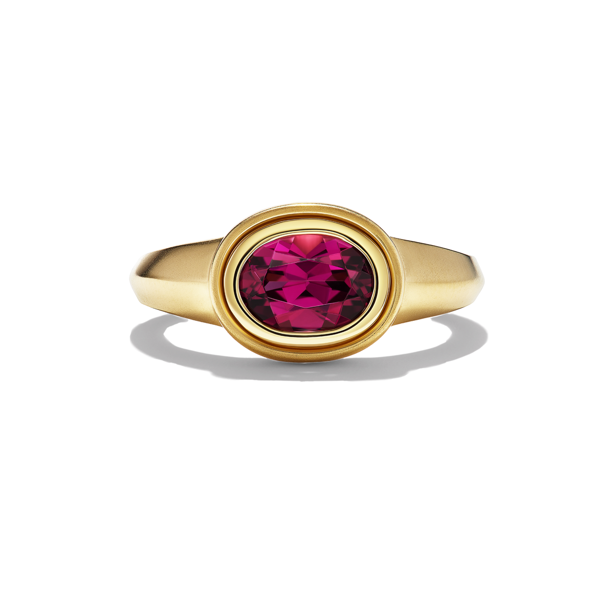PHOENIX OVAL RHODOLITE GARNET PINKY RING - front view product picture on background