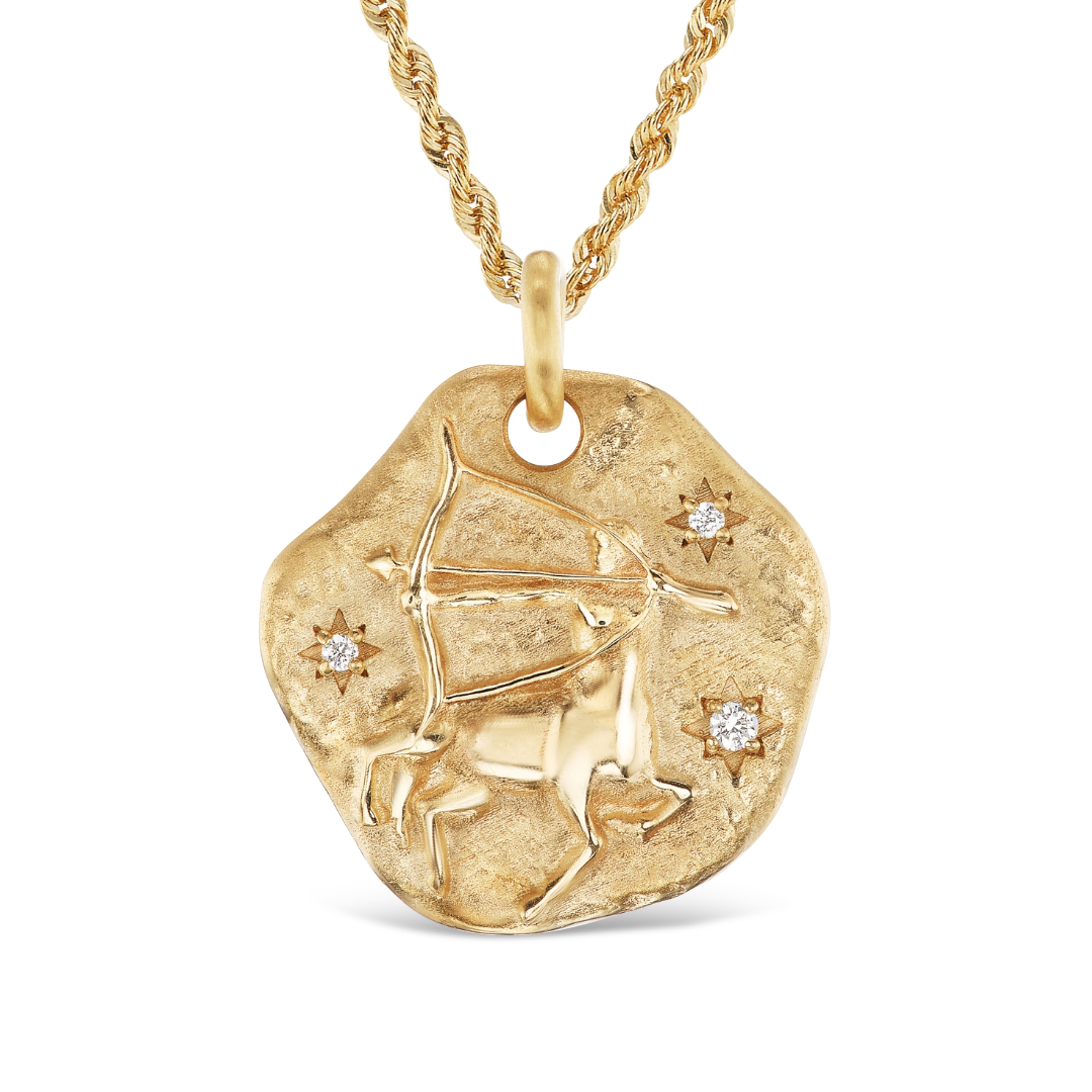 LARGE 14KT YG ZODIAC MEDALLION