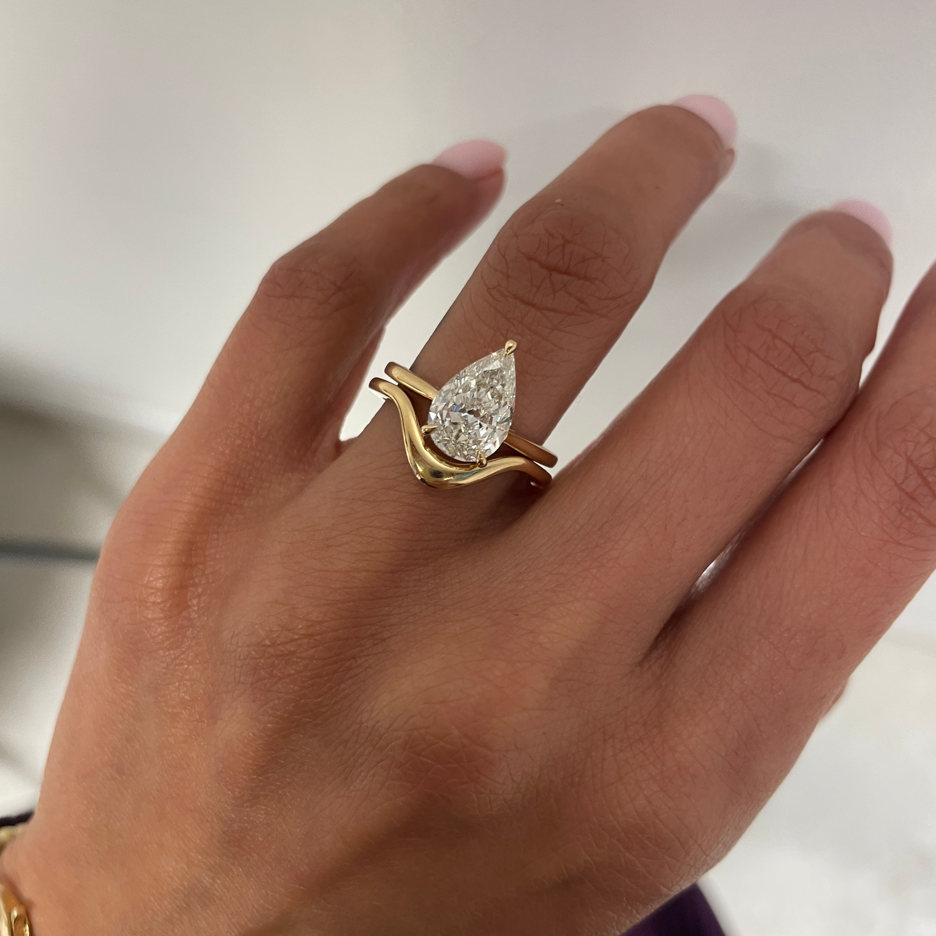 SOLANA 2.09  Diamond Engagement Ring + Maya Wedding Band on Hand, Stack