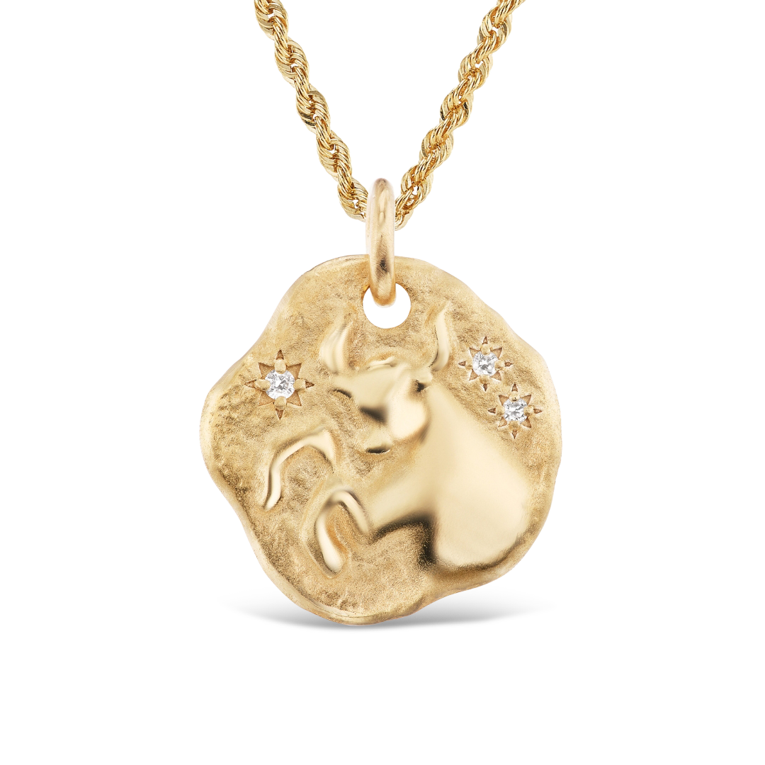 LARGE 14KT YG ZODIAC MEDALLION