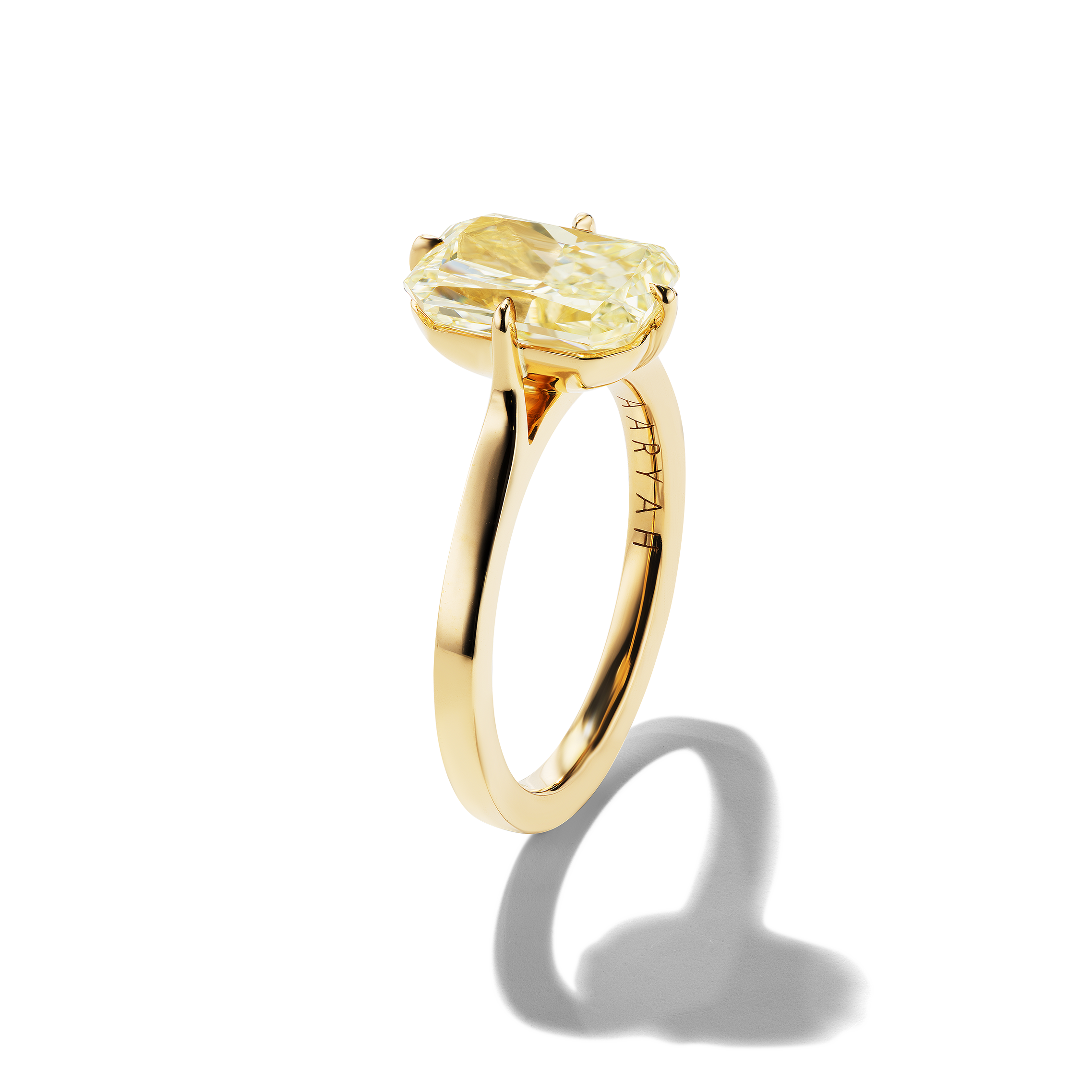 Yellow Radiant Cut Solitaire, side profile