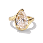 Bespoke TALIA engagement ring with faint brown pear cut diamond, satin finish 18kt yellow gold, front view