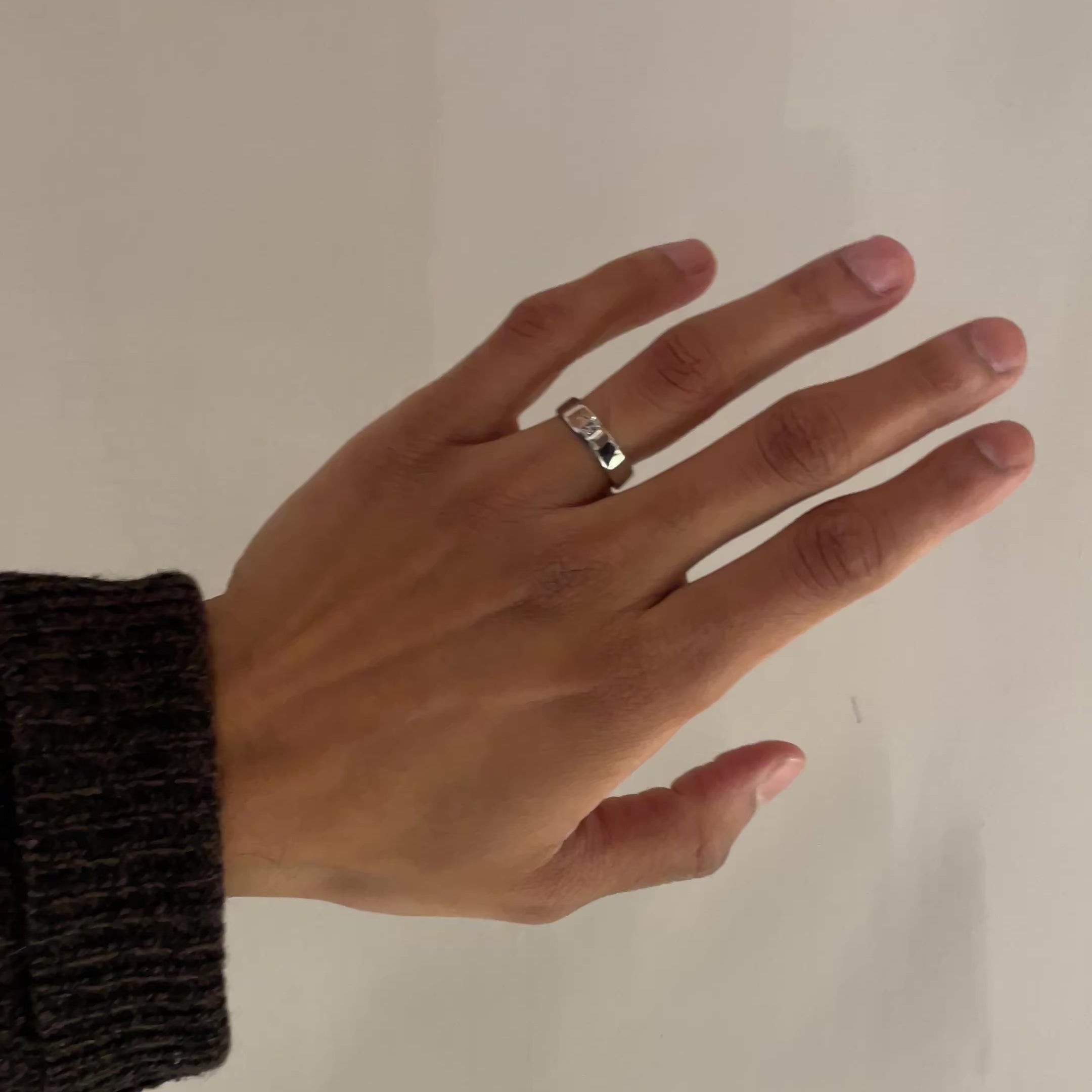 Men's Theo Wedding Band, in Platinum, on Hand