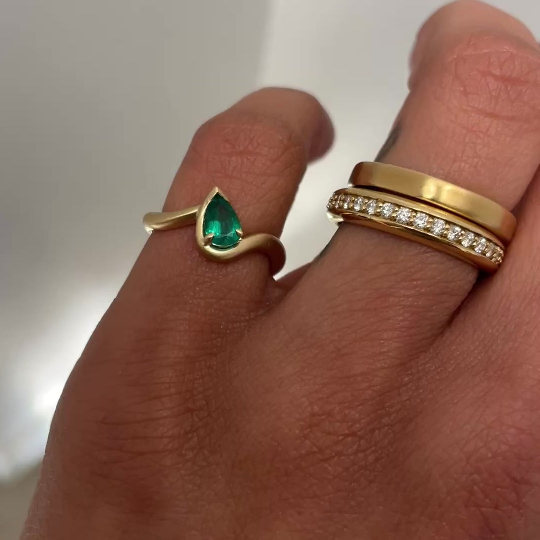 BB thelma emerald, on hand, 14k yellow gold