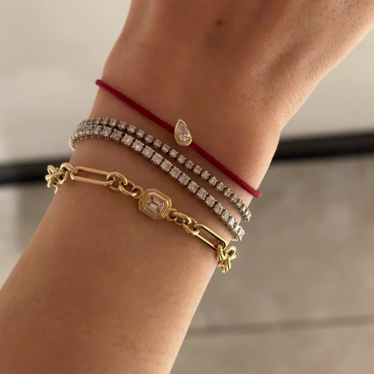 AARYAH | ROUX EMERALD DIAMOND CHAIN BRACELET