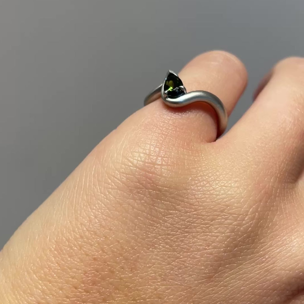 BB Thelma-Green Tourmaline on model, platinum