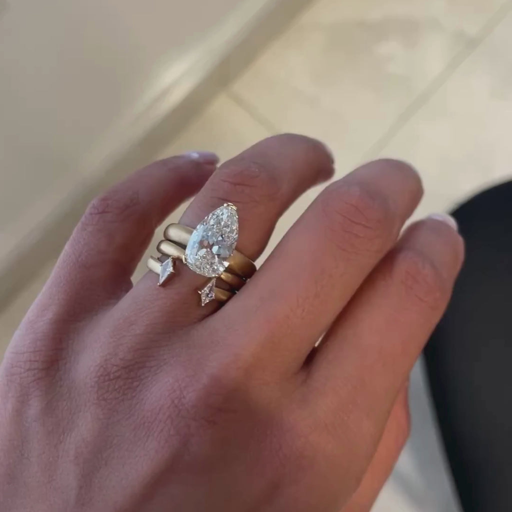 Kova Kite Spacer Band + Fallon Spacer Band with Arielle Pear Cut Diamond Engagement Ring