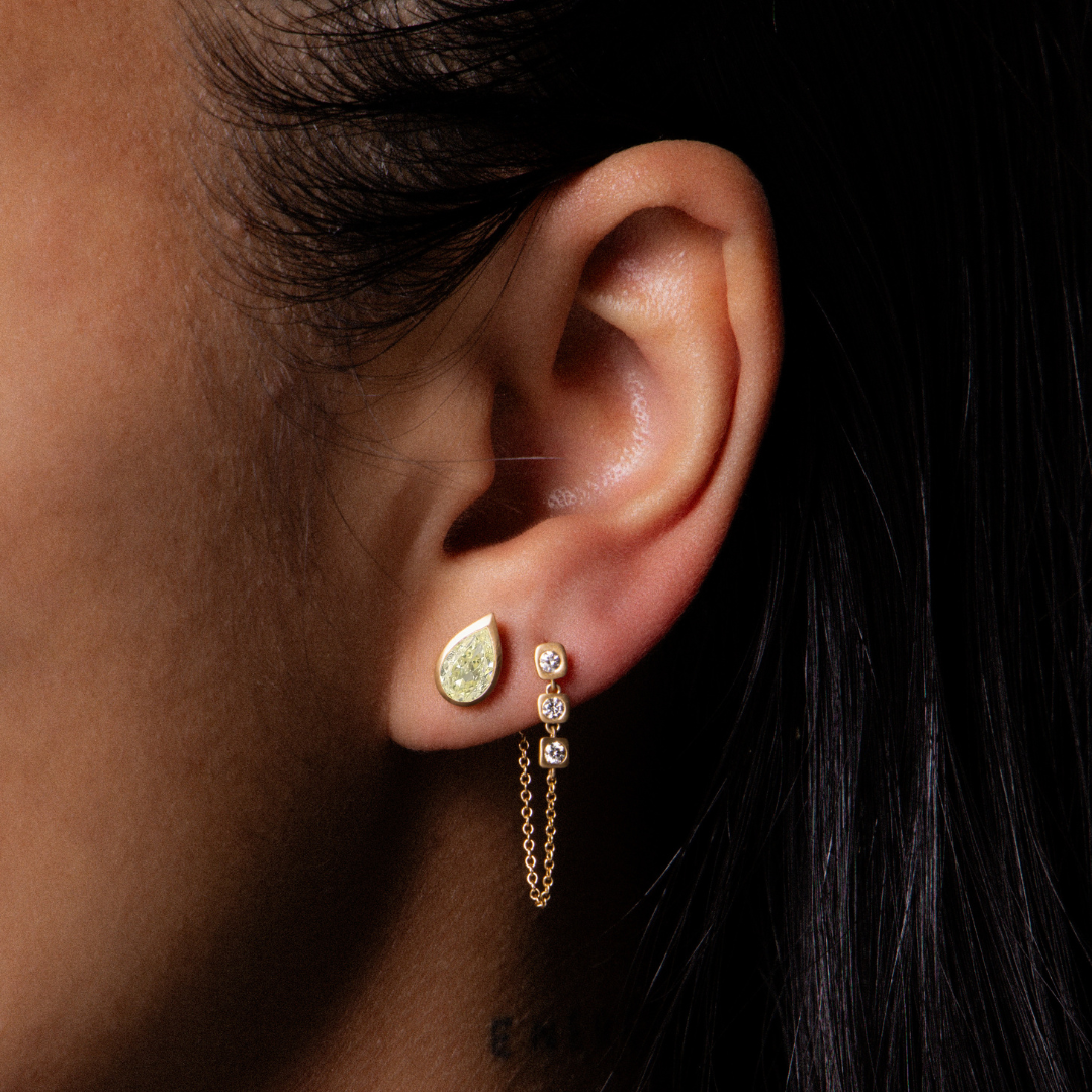 KNOX yellow pear cut diamond studs