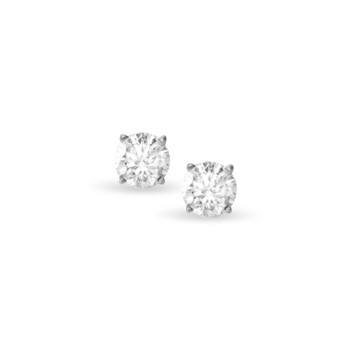 Pair of diamond stud earrings on a transparent background