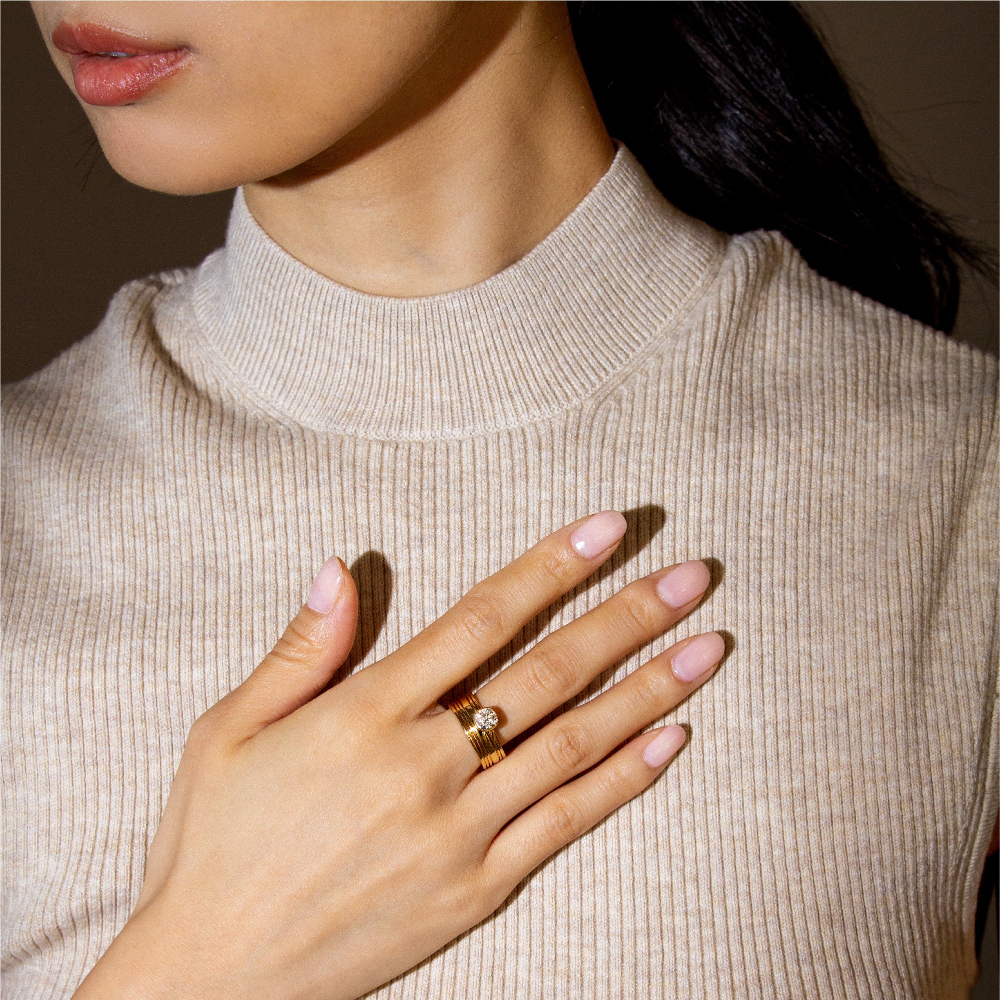 AARYAH | MIKO Stacked Bezel Set Diamond Ring